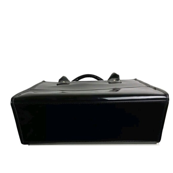 VINTAGE ANNE KLEIN SATCHEL BLACK POCKETS SNAP CLOSURE - Picture 8 of 12